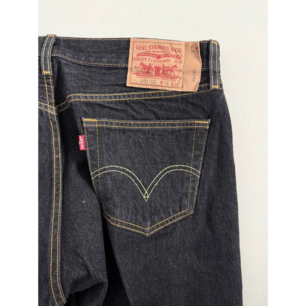 Levi's 501 Original Straight Fit Dark Wash Denim Jeans Men's Size 38x36 - Picture 11 of 13